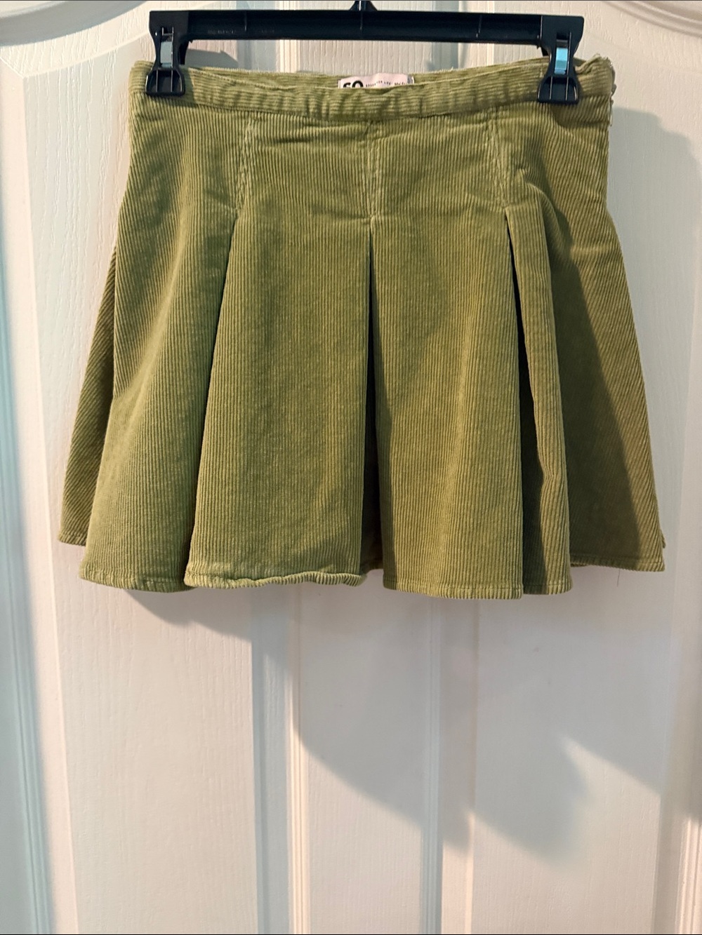 SO Light Green Corduroy Pleated Mini Skirt